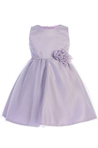 Swea Pea & Lilli M207 Lilac Mesh Overlay Dress / Rhinestone Waist Trim & Flower Swea Pea & Lilli M207 Lilac Mesh Overlay Dress / Rhinestone Waist Trim & Flower