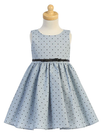 Swea Pea & Lilli M758 Blue Polka Dot Dress w/ Belt
