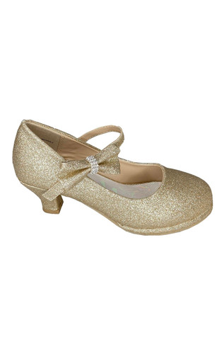 Swea Pea & Lilli PEARL Gold High Heel w/ Bow & Strap Swea Pea & Lilli PEARL Gold High Heel w/ Bow & Strap