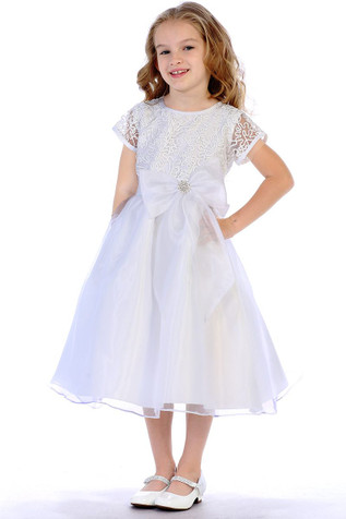 Swea Pea & Lilli SP153 White Short Sleeve Embroidered Tulle w/ Sequins ...