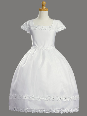 Communion Dress Organza Skirt w/ Ribbon Lace Communion Dress Organza Skirt w/ Ribbon Lace