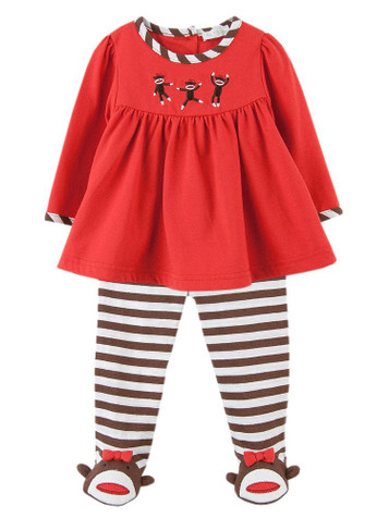 Le Top Baby Spunky 3 Little Monkeys Top & Footed Stripe Pant Le Top Baby Spunky 3 Little Monkeys Top & Footed Stripe Pant