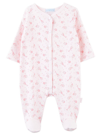 Le Top Baby Safari Snuggle Pink Footed Jumpsuit Le Top Baby Safari Snuggle Pink Footed Jumpsuit