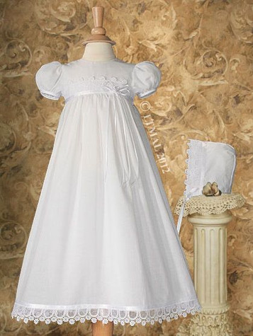 Christening 26" Dress Trimmed w/ Italian Lace & Ribbon Christening 26" Dress Trimmed w/ Italian Lace & Ribbon