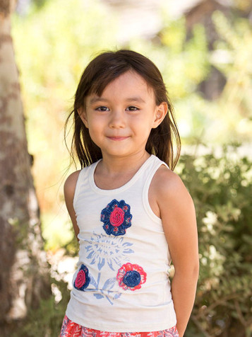 Mimi & Maggie Indigo Bohemian Stamped Daisy Tank Top- FINAL SALE