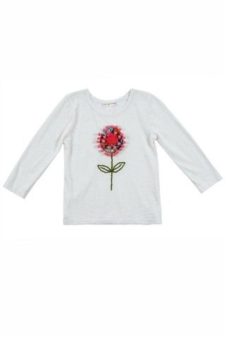 Mimi & Maggie Happiness Collection Pom Pom Flower Tee- FINAL SALE Mimi & Maggie Happiness Collection Pom Pom Flower Tee- FINAL SALE