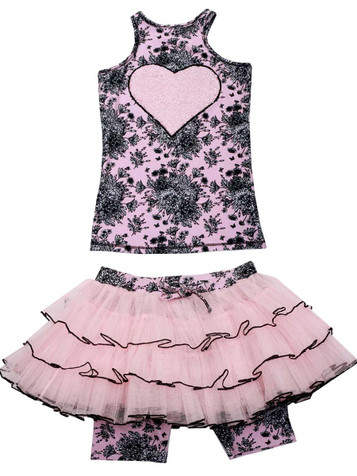Ooh! La La! Couture Black / Pink Toile Skort Set Ooh! La La! Couture Black / Pink Toile Skort Set