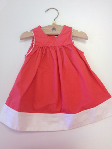 Petit Bateau Hot Pink & White Sleeveless Twill Dress- FINAL SALE Petit Bateau Hot Pink & White Sleeveless Twill Dress- FINAL SALE