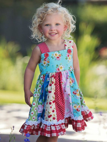 Persnickety  Blue A Bushel & A Peck Adele Dress- FINAL SALE Persnickety  Blue A Bushel & A Peck Adele Dress- FINAL SALE