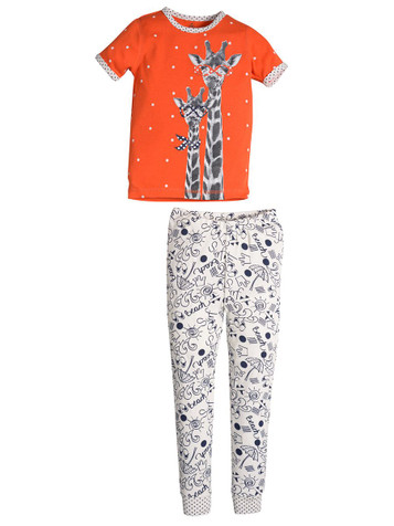 Petit Lem Beach Time Giraffe Print Pajama Set Petit Lem Beach Time Giraffe Print Pajama Set