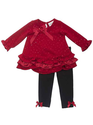 Rare Editions Red & Black Ruffle Legging Set