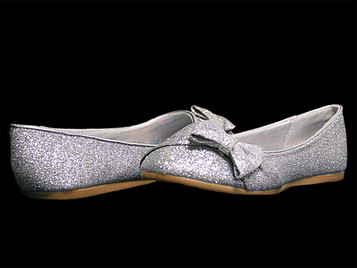 silver sparkly flat shoes