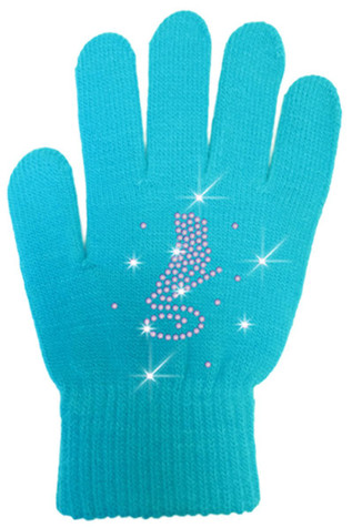 ChloeNoel GV22C Turquoise Solid Skate Glove w/ Skate Crystals ChloeNoel GV22C Turquoise Solid Skate Glove w/ Skate Crystals