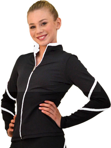 ChloeNoel Black/White Piping Swirls Jacket w/ Color Zipper ChloeNoel Black/White Piping Swirls Jacket w/ Color Zipper
