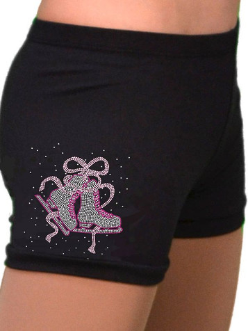ChloeNoel Mini Fuchsia Ribbon Crystal Skating Shorts ChloeNoel Mini Fuchsia Ribbon Crystal Skating Shorts