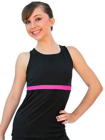 ChloeNoel Black/Fuchsia Racer Back Fitted Skate Top ChloeNoel Black/Fuchsia Racer Back Fitted Skate Top