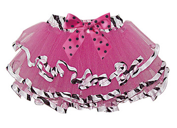 Hot Pink Tutu w/Zebra Trim on Bottom of Skirt & Waist Hot Pink Tutu w/Zebra Trim on Bottom of Skirt & Waist