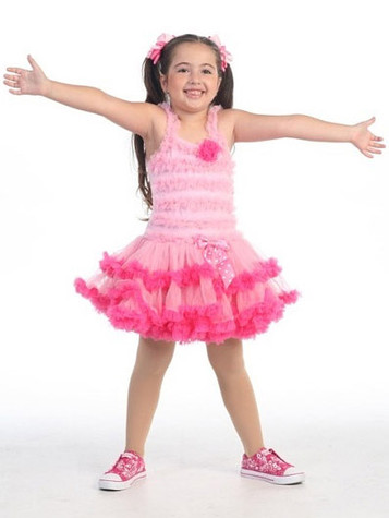Pink Pettidress w/ Fuchsia Ruffle Trim Pink Pettidress w/ Fuchsia Ruffle Trim