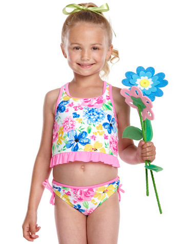 Hula Star Tea Time Pink/Multi Flower Print Tankini 2PC Hula Star Tea Time Pink/Multi Flower Print Tankini 2PC