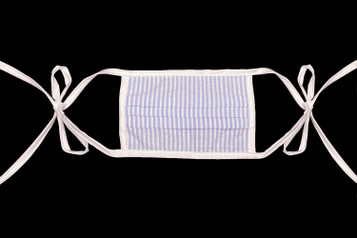 100% Cotton Adult Seersucker Lilac Back Tie Reusable Mask w/ Filter Pocket 100% Cotton Adult Seersucker Lilac Back Tie Reusable Mask w/ Filter Pocket
