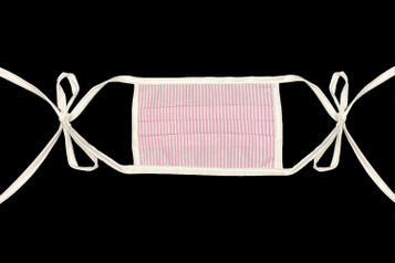 100% Cotton Adult Seersucker Pink Back Tie Reusable Mask w/ Filter Pocket 100% Cotton Adult Seersucker Pink Back Tie Reusable Mask w/ Filter Pocket