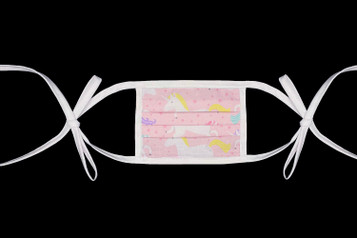 100% Cotton Kids Unicorn Print Back Tie Reusable Mask w/ Filter Pocket 100% Cotton Kids Unicorn Print Back Tie Reusable Mask w/ Filter Pocket
