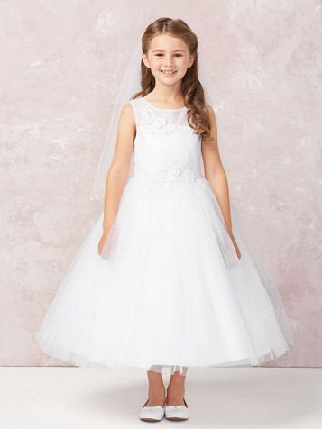 Tip Top Kids 5753 Diagonal Embroidery w/ Lace Applique and Soft Mesh Skirt