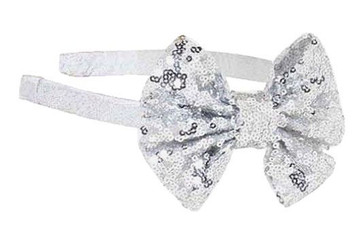 Bows Arts Silver Headband Removable Sequined Bow Bows Arts Silver Headband Removable Sequined Bow