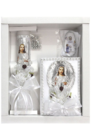 Jesus Communion Candle Set for Boys w/ Spanish New Testament