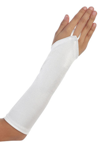 White Long Satin Glovettes