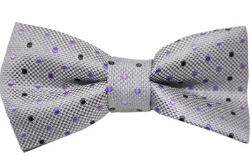 Boys Grey & Lilac  Polka Dots Print Wrap- Around Bowtie Boys Grey & Lilac  Polka Dots Print Wrap- Around Bowtie