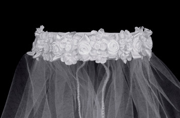 18" White Veil Bun Wrap w/ Flowers 18" White Veil Bun Wrap w/ Flowers