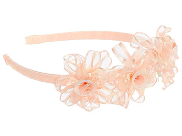Peach Headband w/ Rosebuds