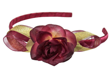 Burgundy Headband w/ Bow & Rose