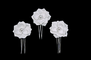 White Pearl Gardenia Mini 3 Pin Set