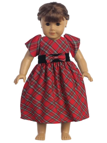 Swea Pea & Lilli Red Plaid 18" Doll Dress