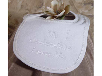My Godmother Loves Me Christening Bib My Godmother Loves Me Christening Bib
