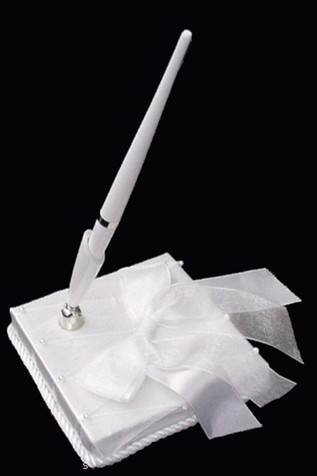 Pen Holder w/ White Organza Criss Cross Pattern Pen Holder w/ White Organza Criss Cross Pattern