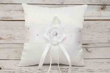 Ivory Satin Ring Pillow w/ Rhinestones Ivory Satin Ring Pillow w/ Rhinestones