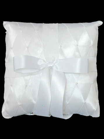 White Criss-Cross Ring Bearer Pillow White Criss-Cross Ring Bearer Pillow