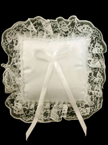 Ivory Lace Trim Square Ring Bearer Pillow Ivory Lace Trim Square Ring Bearer Pillow