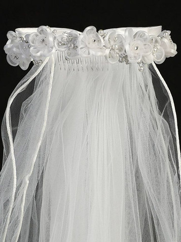 Lito 24 Veil with Organza Corded Flowers & Rhinestones