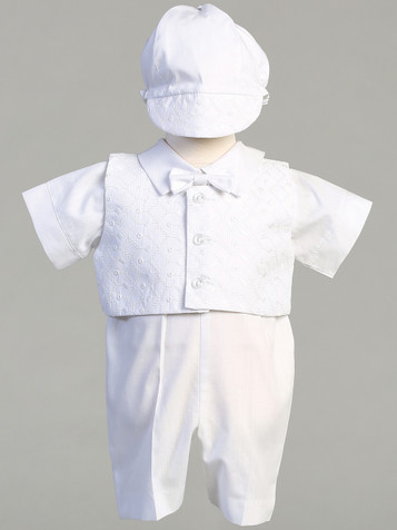 Swea Pea & Lili Boy's Theo Embroidered Vest & Romper Set Swea Pea & Lili Boy's Theo Embroidered Vest & Romper Set