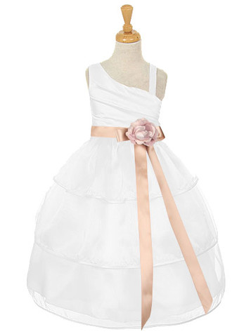 White One Shoulder Bodice with 3 Layered Trimmed Organza Skirt D2047 White One Shoulder Bodice with 3 Layered Trimmed Organza Skirt D2047