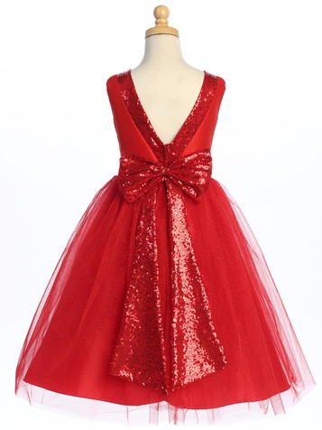 Swea Pea and Lilli BL255 Red Shantung w/ Sparkle Tulle and Sequins Swea Pea and Lilli BL255 Red Shantung w/ Sparkle Tulle and Sequins