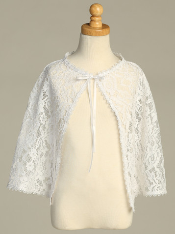 Swea Pea and Lilli 1112 Lace Cape with  Ribbon Tie
