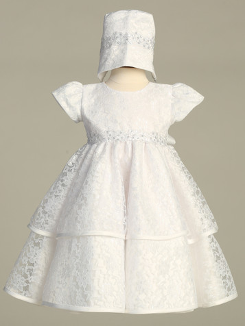 Swea Pea and Lilli Tiffany Lace Dress with Embroidered and Sequins Organza Trim Swea Pea and Lilli Tiffany Lace Dress with Embroidered and Sequins Organza Trim