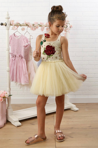 Baby Girls Dress Rose Flower Princess Wedding Birthday Party Costume Kids  Dress