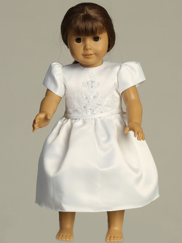 Swea Pea & Lilli SP735Z Satin w/ Embroidered Tulle & Sequins Doll Dress Swea Pea & Lilli SP735Z Satin w/ Embroidered Tulle & Sequins Doll Dress