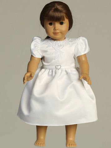 Swea Pea & Lilli SP736Z Satin Dress w/ Embroidered Lace Trim and Cap Sleeve Doll Dress Swea Pea & Lilli SP736Z Satin Dress w/ Embroidered Lace Trim and Cap Sleeve Doll Dress